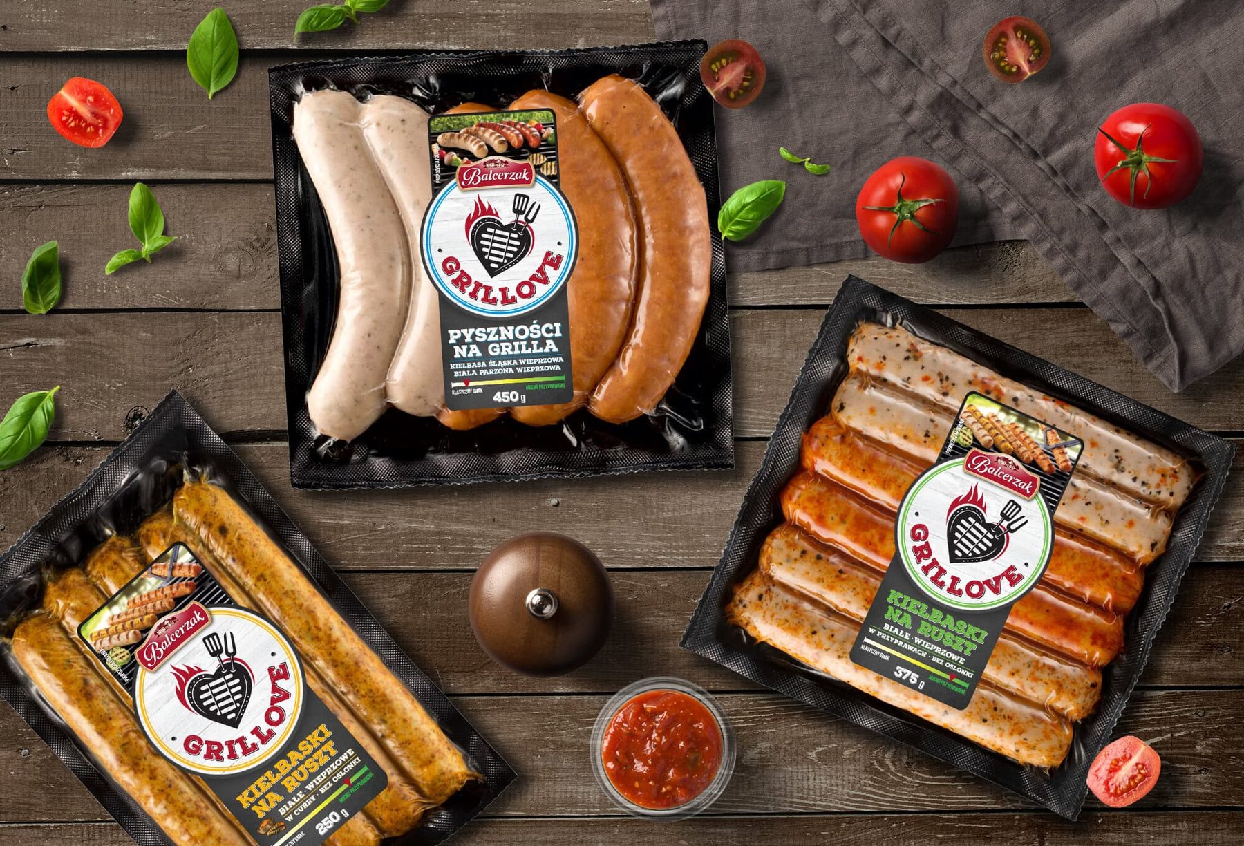 Projekt opakowania: Balcerzak Grillove — kiełbasy