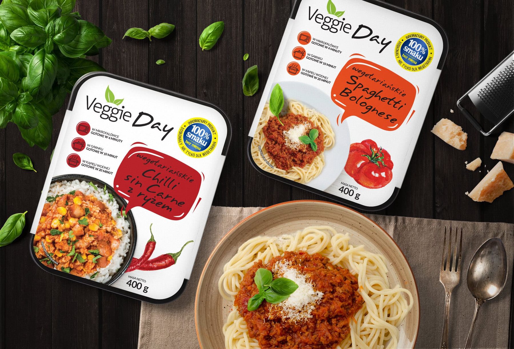 Projekt opakowania: Veggie Day — dania roślinne