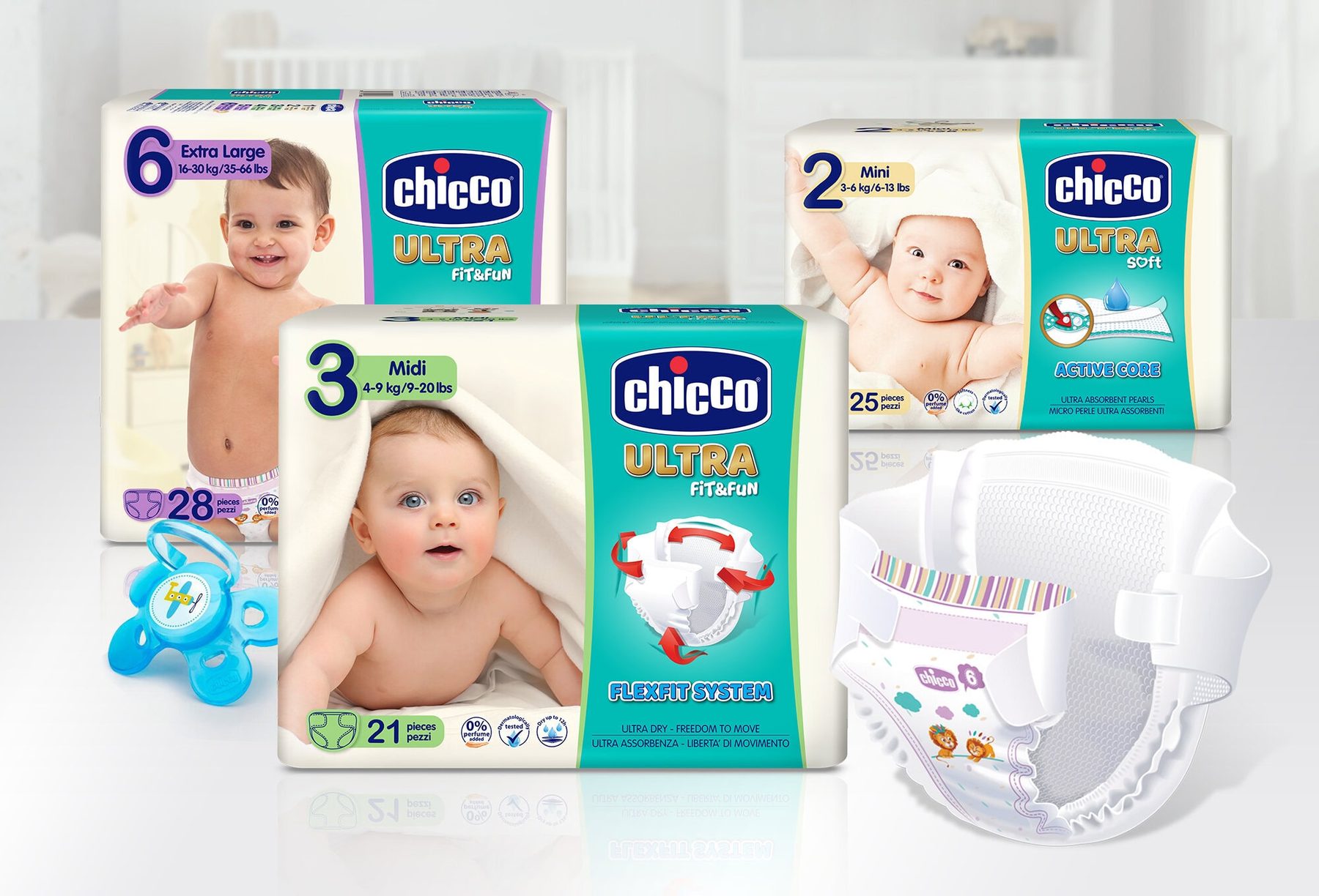 Projekt opakowania: Chicco Ultra — linia pieluszek