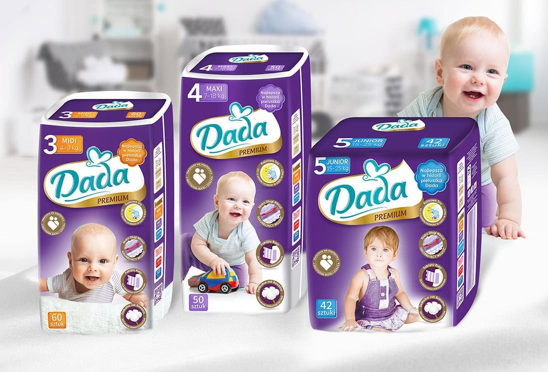 Projekt opakowania: Dada Premium — pieluszki
