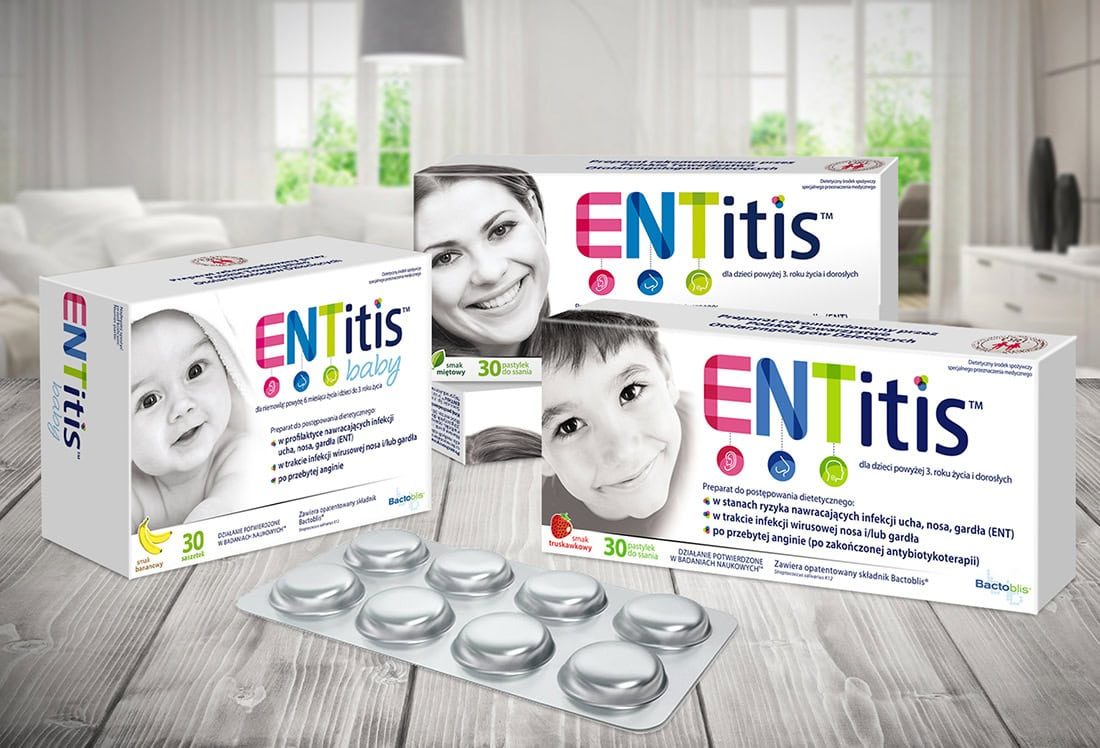 Projekt opakowania: ENTitis — pastylki do ssania