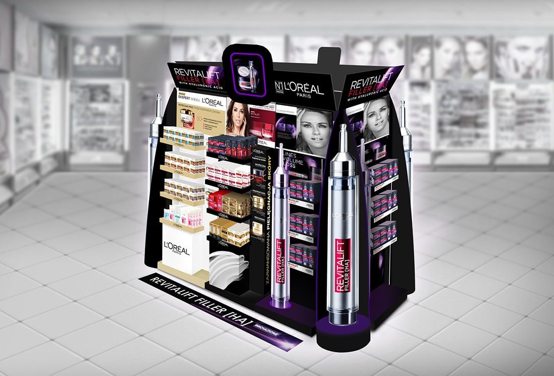 Projekt opakowania: L’Oréal — strefa ekspozycyjna