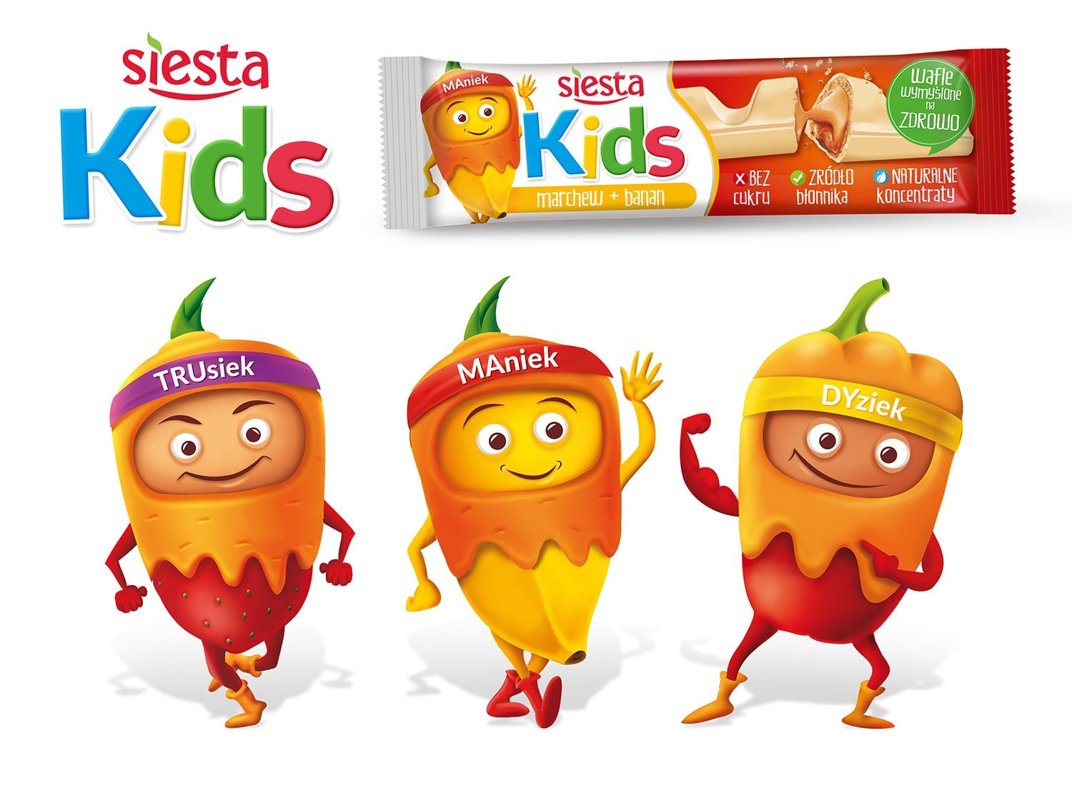 Projekt opakowania: Siesta Kids — bohaterowie marki