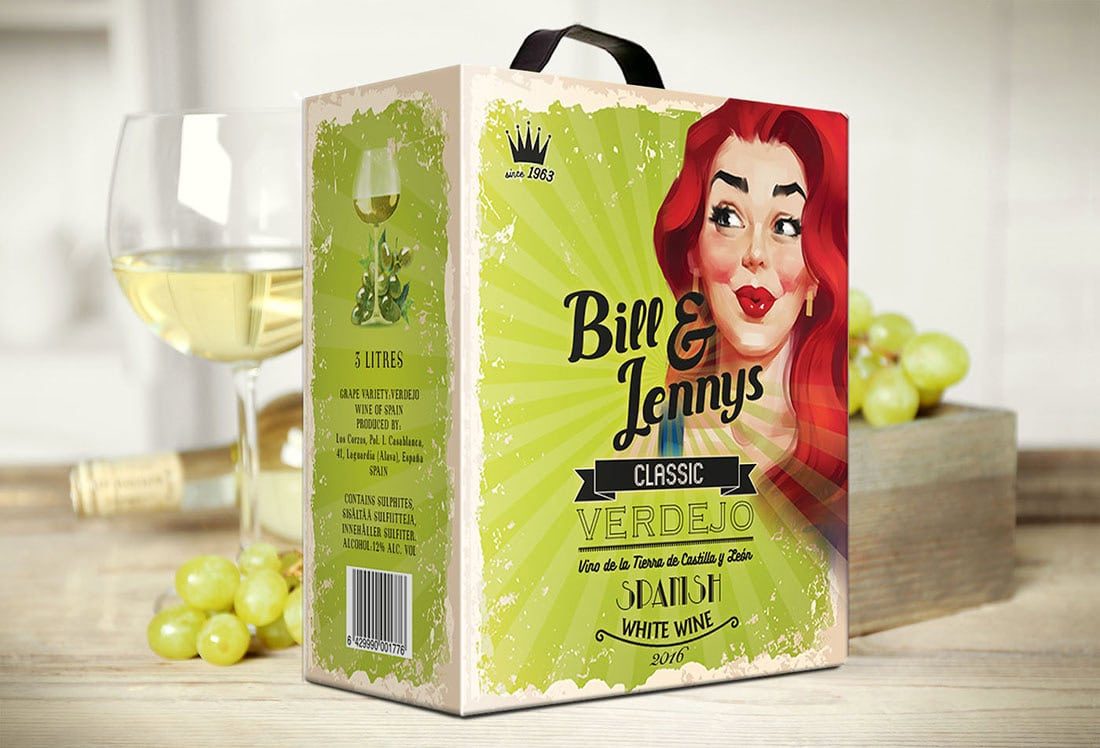 Projekt opakowania: Bill & Jenny’s — wino