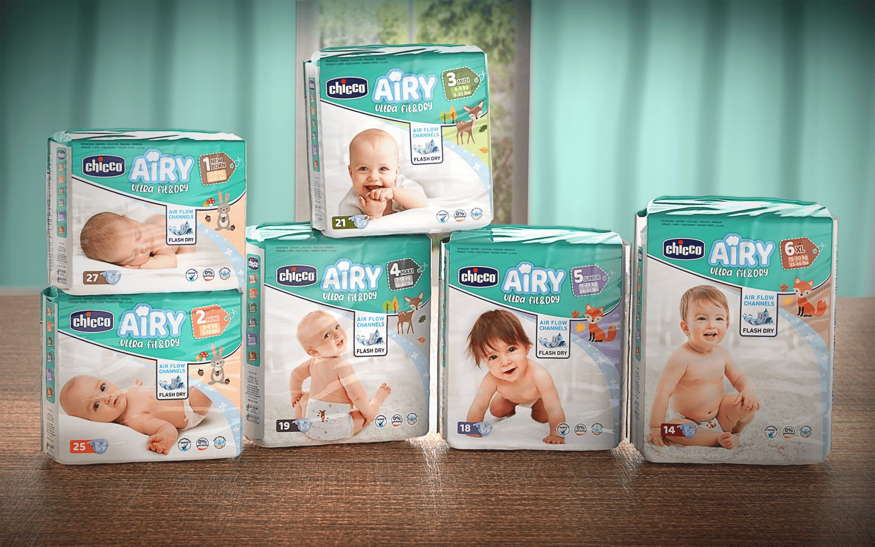 Projekt opakowania: Chicco Airy — pieluszki