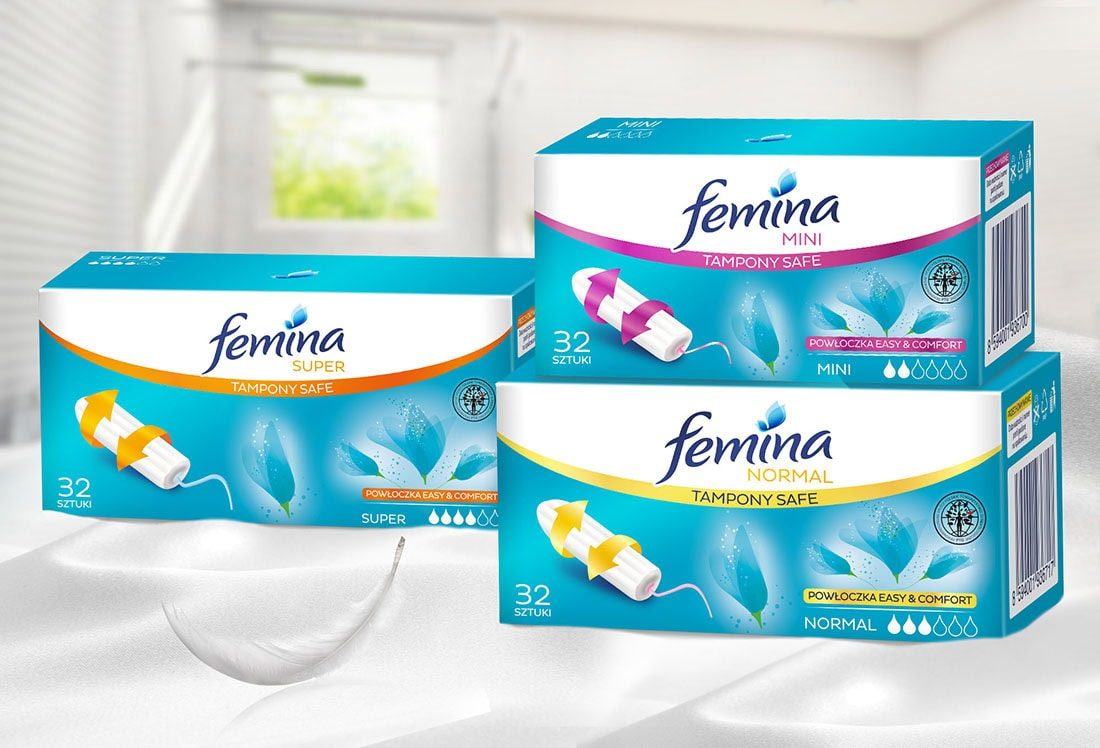 Projekt opakowania: Femina — tampony