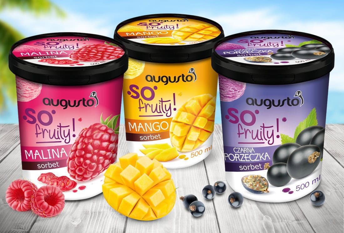 Projekt opakowania: Augusto So Fruity — sorbety