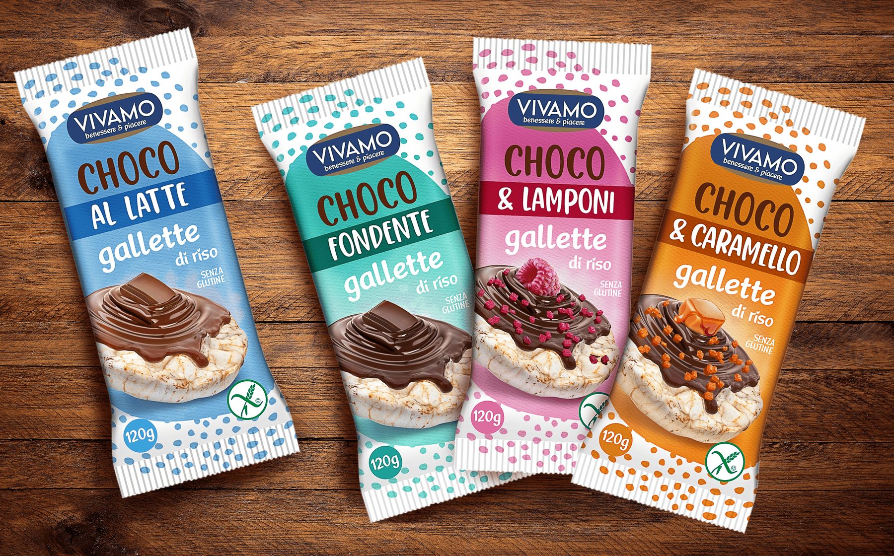 Projekt opakowania: Vivamo — wafle ryżowe w czekoladzie